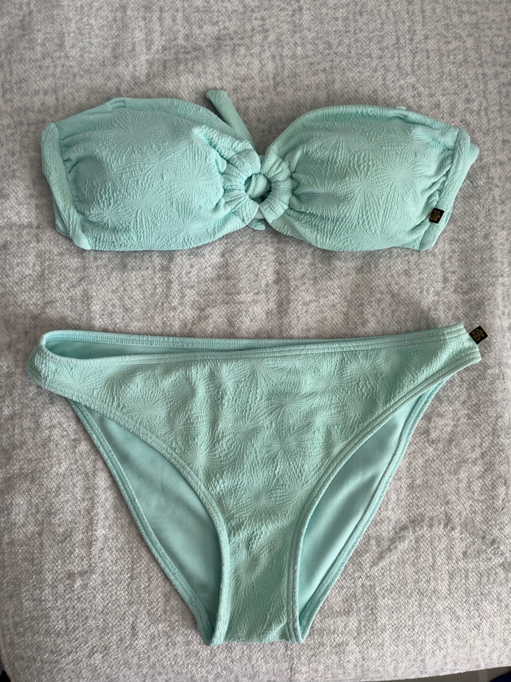 La Vie en Rose Aqua Bandeau Bathing Suit (with Bottoms)